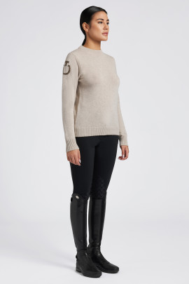 Cavalleria Toscana Dames Pure Wool Crew Neck Sweater Beige - chique