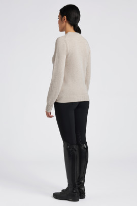 Cavalleria Toscana Dames Pure Wool Crew Neck Sweater Beige - chique Cavalleria Toscana Dames Pure Wool Crew Neck Sweater Beige - chique