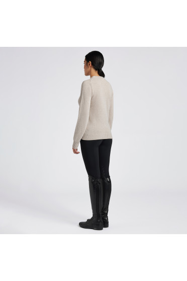 Cavalleria Toscana Dames Pure Wool Crew Neck Sweater Beige - chique Cavalleria Toscana Dames Pure Wool Crew Neck Sweater Beige - chique