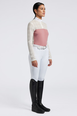 Cavalleria Toscana Dames Wedstrijdshirt Jacuard Jersey Zip L/S Roze