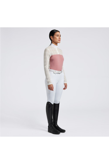 Cavalleria Toscana Dames Wedstrijdshirt Jacuard Jersey Zip L/S Roze Cavalleria Toscana Dames Wedstrijdshirt Jacuard Jersey Zip L/S Roze