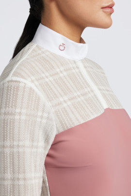 Cavalleria Toscana Dames Wedstrijdshirt Jacuard Jersey Zip L/S Roze Cavalleria Toscana Dames Wedstrijdshirt Jacuard Jersey Zip L/S Roze