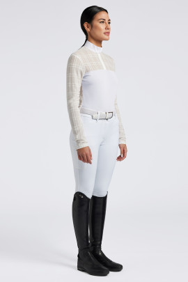 Cavalleria Toscana Women's Competition Shirt Jacuard Jersey Zip L/S White