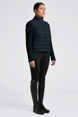Cavalleria Toscana Dames Nylon Quilted Fleece Zip Up Jacket - Navy