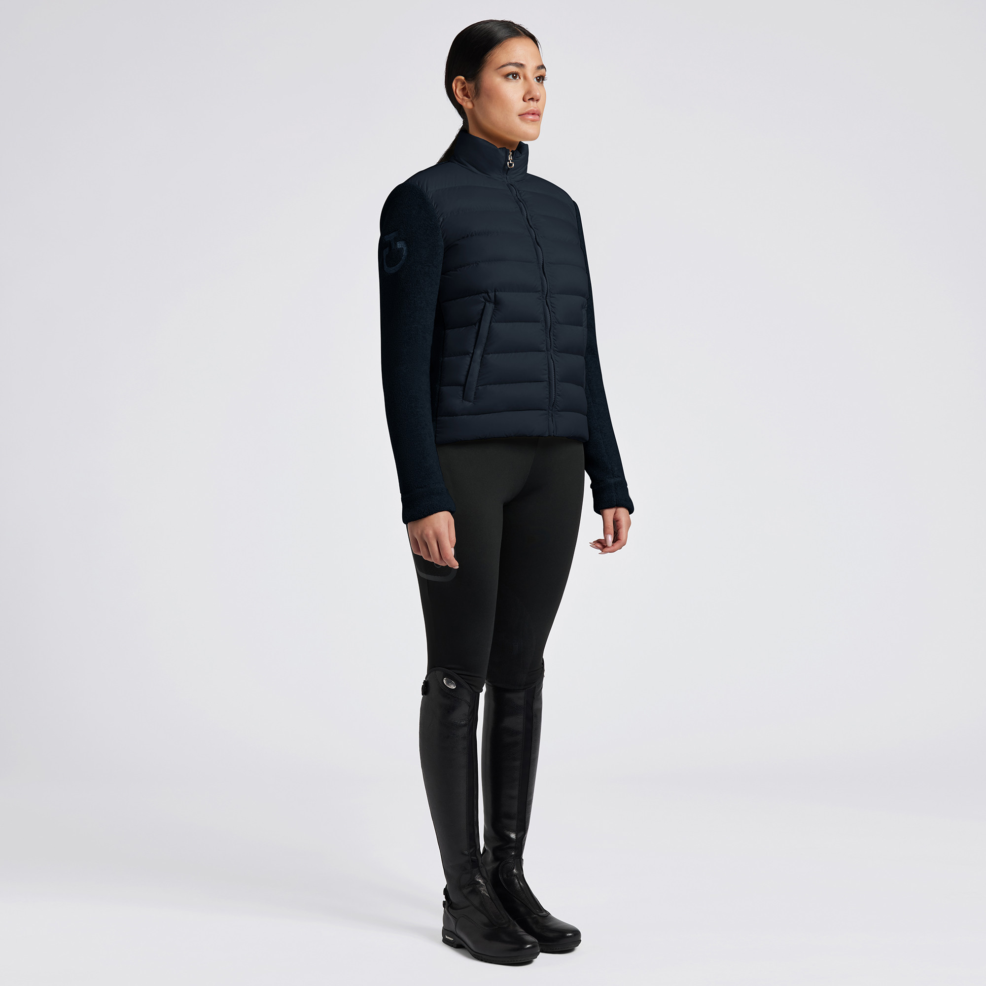 Cavalleria Toscana Dames Nylon Quilted Fleece Zip Up Jacket - Navy Cavalleria Toscana Dames Nylon Quilted Fleece Zip Up Jacket - Navy