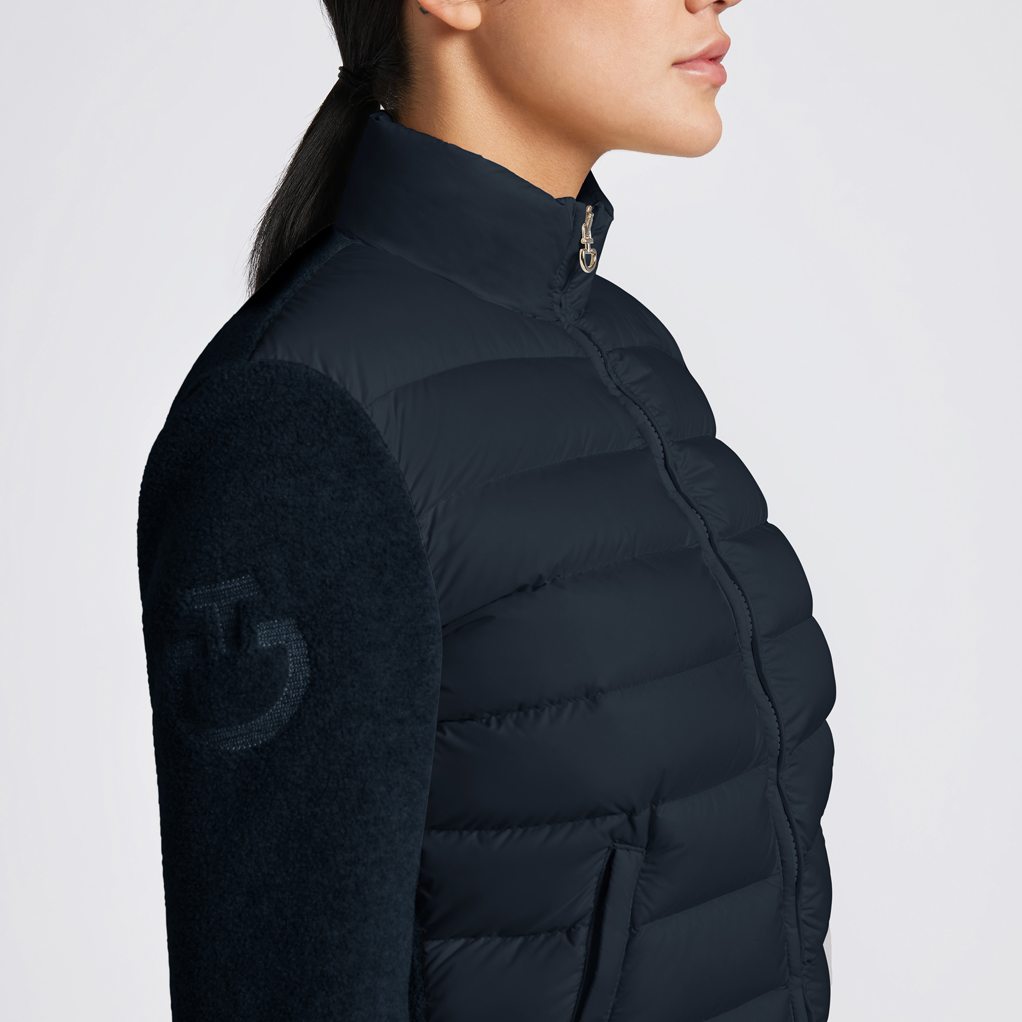 Cavalleria Toscana Dames Nylon Quilted Fleece Zip Up Jacket - Navy Cavalleria Toscana Dames Nylon Quilted Fleece Zip Up Jacket - Navy