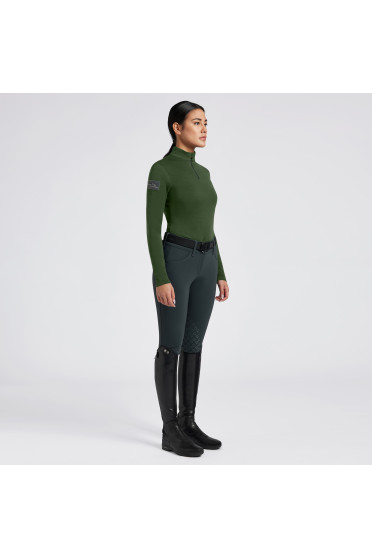 Cavalleria Toscana Dames Tech Wool Half Zip Trainingsshirt - Groen Cavalleria Toscana Dames Tech Wool Half Zip Trainingsshirt - Groen