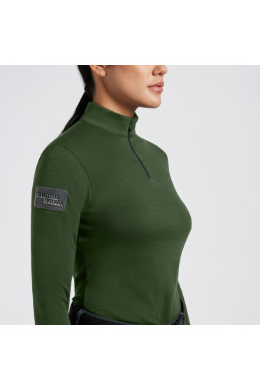 Cavalleria Toscana Dames Tech Wool Half Zip Trainingsshirt - Groen Cavalleria Toscana Dames Tech Wool Half Zip Trainingsshirt - Groen