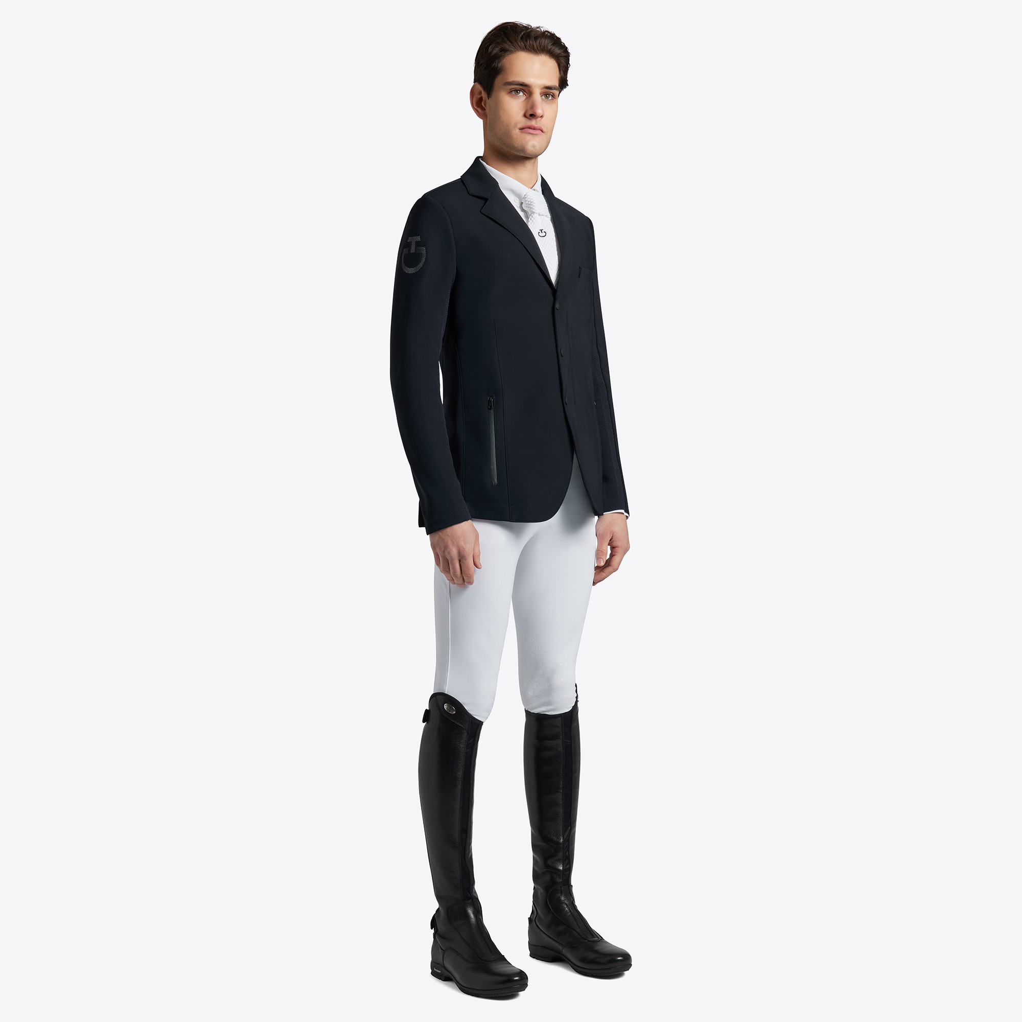 Cavalleria Toscana R-EVO Mannen Light Tech Knit Zip Wedstrijd Rijjasje - Blauw Cavalleria Toscana R-EVO Mannen Light Tech Knit Zip Wedstrijd Rijjasje - Blauw