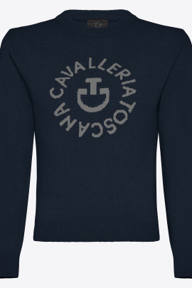 Cavalleria Toscana Orbit Crew Neck Cashmere Blend Sweater - Navy