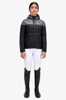 Cavalleria Toscana Kids Unisex Nylon Hooded Zip Puffer - Black Grey