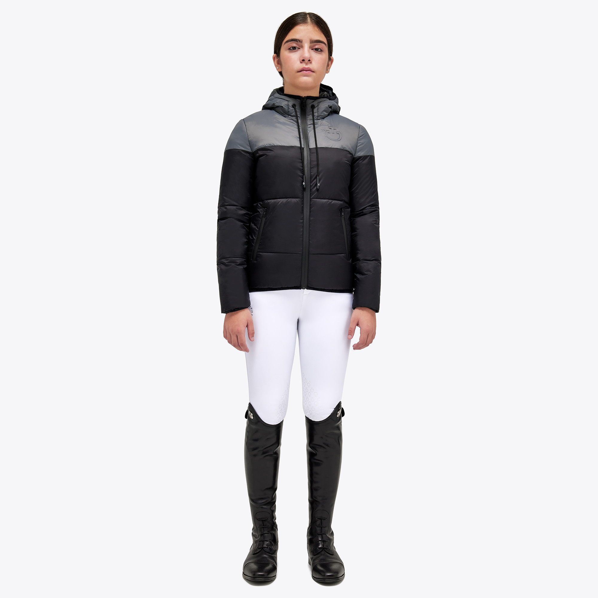 Cavalleria Toscana Kids Unisex Gewatteerde Zip Puffer Jas - Zwart Grijs Cavalleria Toscana Kids Unisex Gewatteerde Zip Puffer Jas - Zwart Grijs