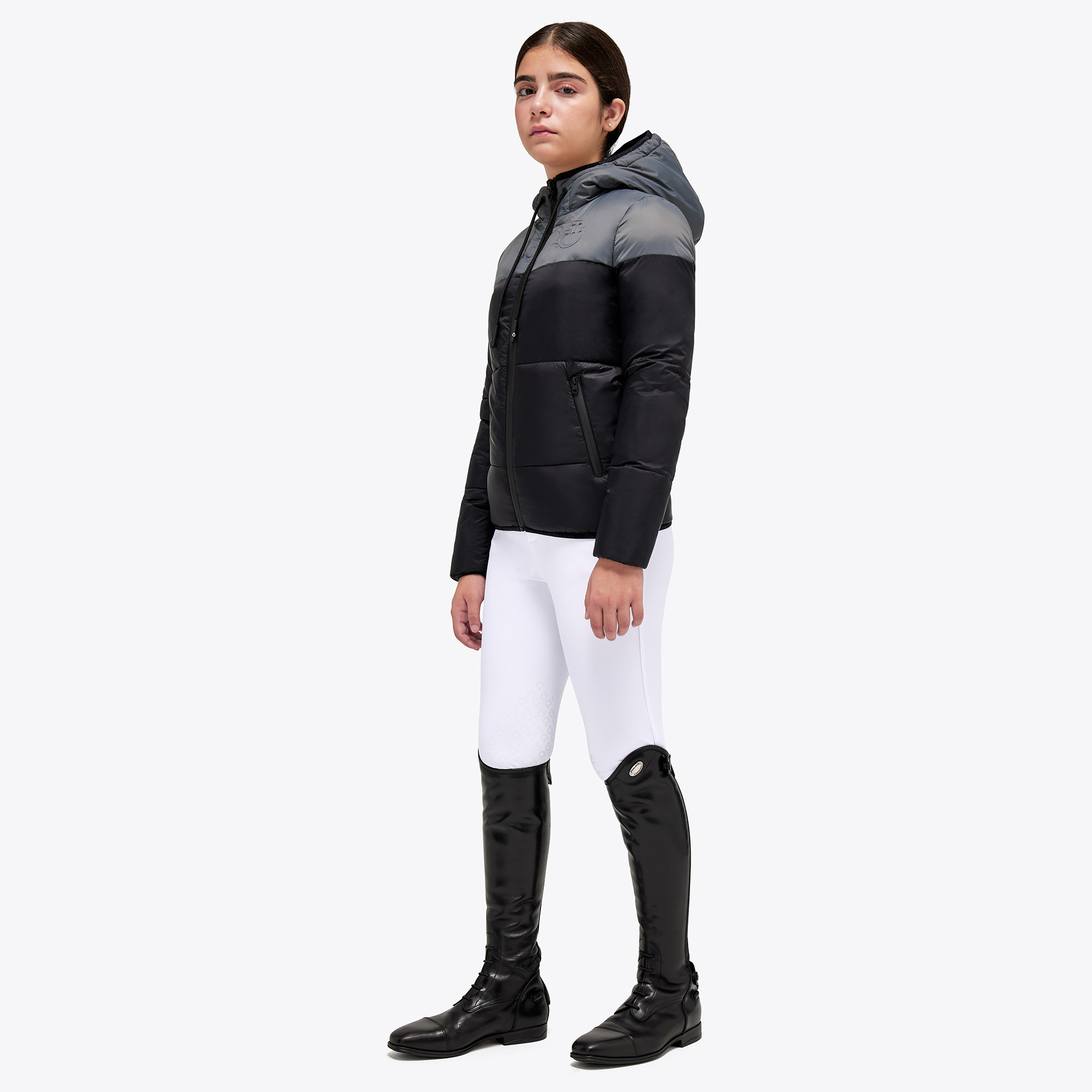 Cavalleria Toscana Kids Unisex Gewatteerde Zip Puffer Jas - Zwart Grijs Cavalleria Toscana Kids Unisex Gewatteerde Zip Puffer Jas - Zwart Grijs