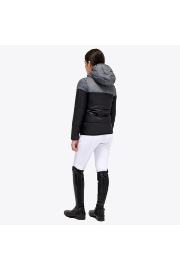 Cavalleria Toscana Kids Unisex Nylon Hooded Zip Puffer - Black Grey Cavalleria Toscana Kids Unisex Nylon Hooded Zip Puffer - Black Grey