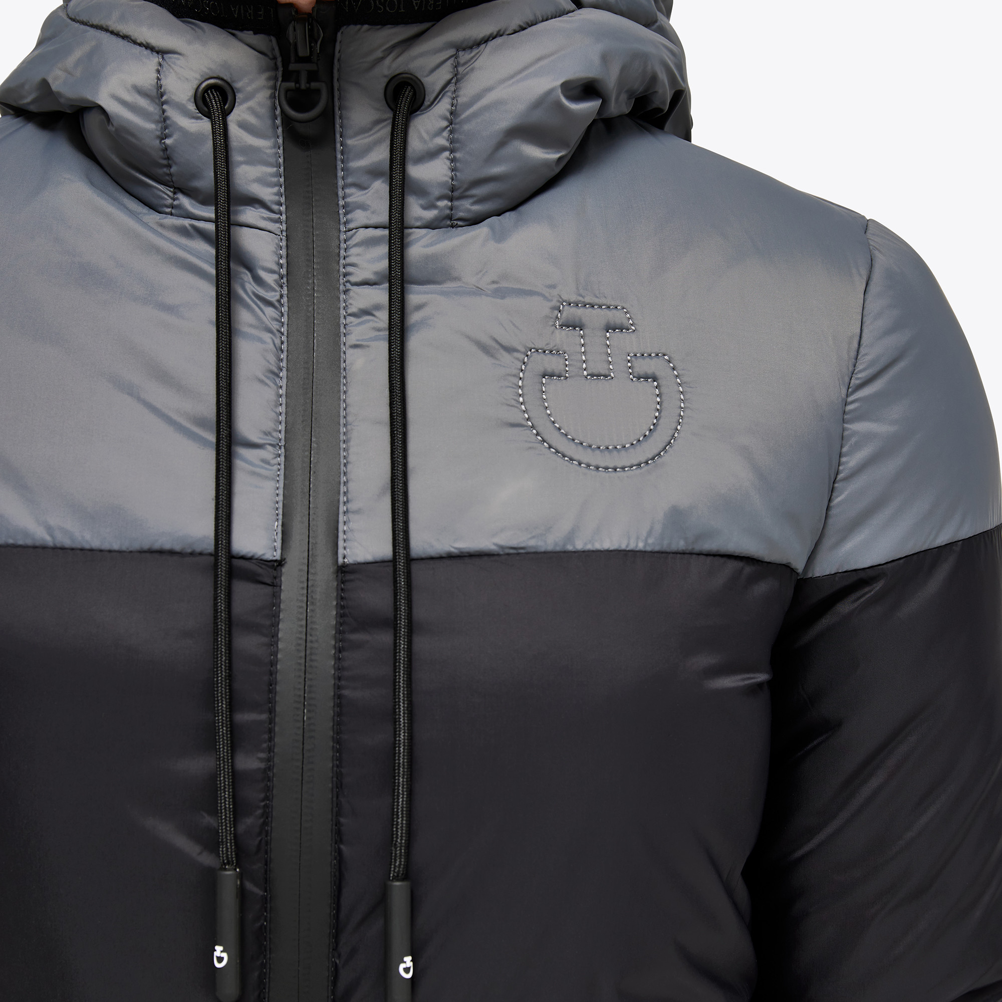 Cavalleria Toscana Kids Unisex Nylon Hooded Zip Puffer - Black Grey Cavalleria Toscana Kids Unisex Nylon Hooded Zip Puffer - Black Grey