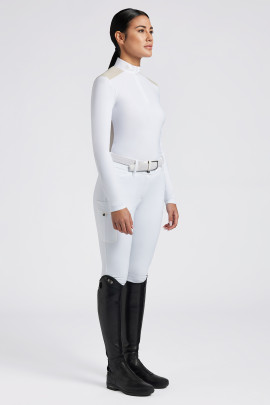 Cavalleria Toscana Wedstrijdshirt Jersey Fleece Wit Beige - extra warm