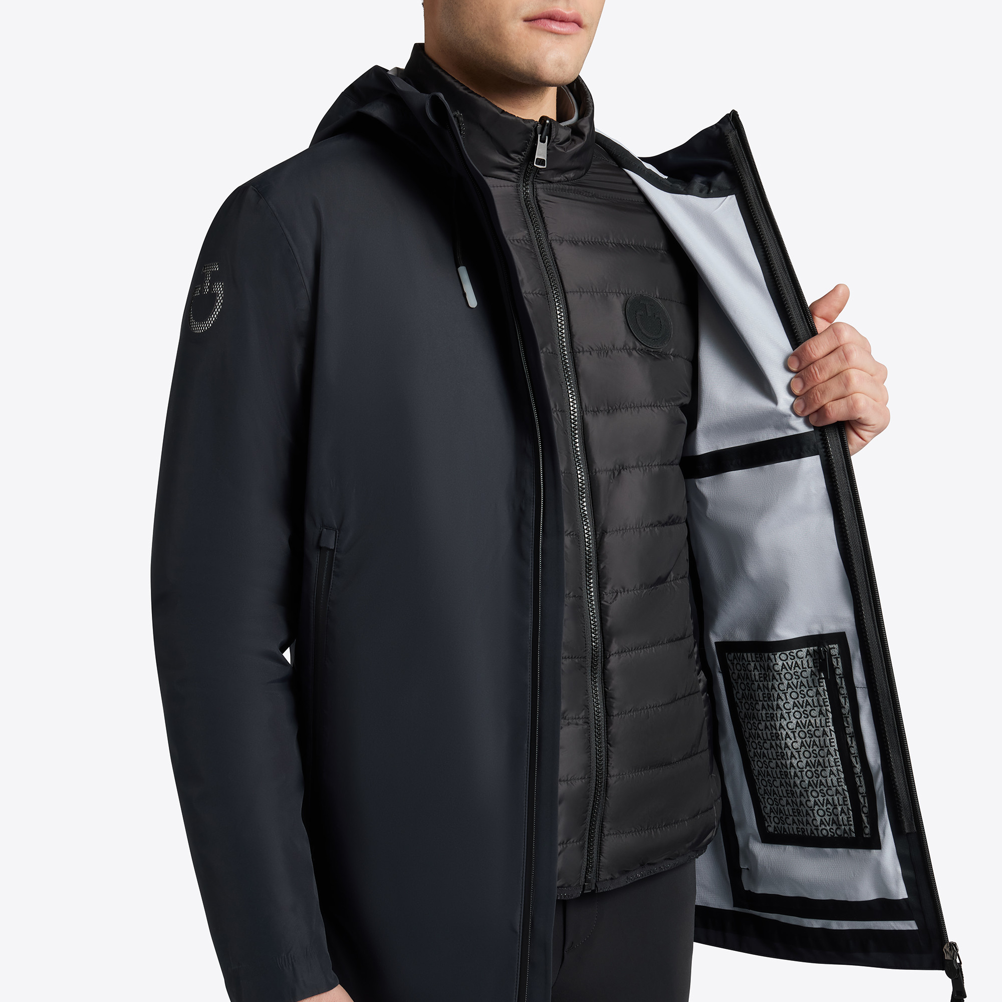 Cavalleria Toscana Heren 3-Way Hooded Performance Jacket - Navy Cavalleria Toscana Heren 3-Way Hooded Performance Jacket - Navy