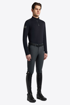 Cavalleria Toscana Mannen Trainingsshirt Tech Wool Half Zip - Navy