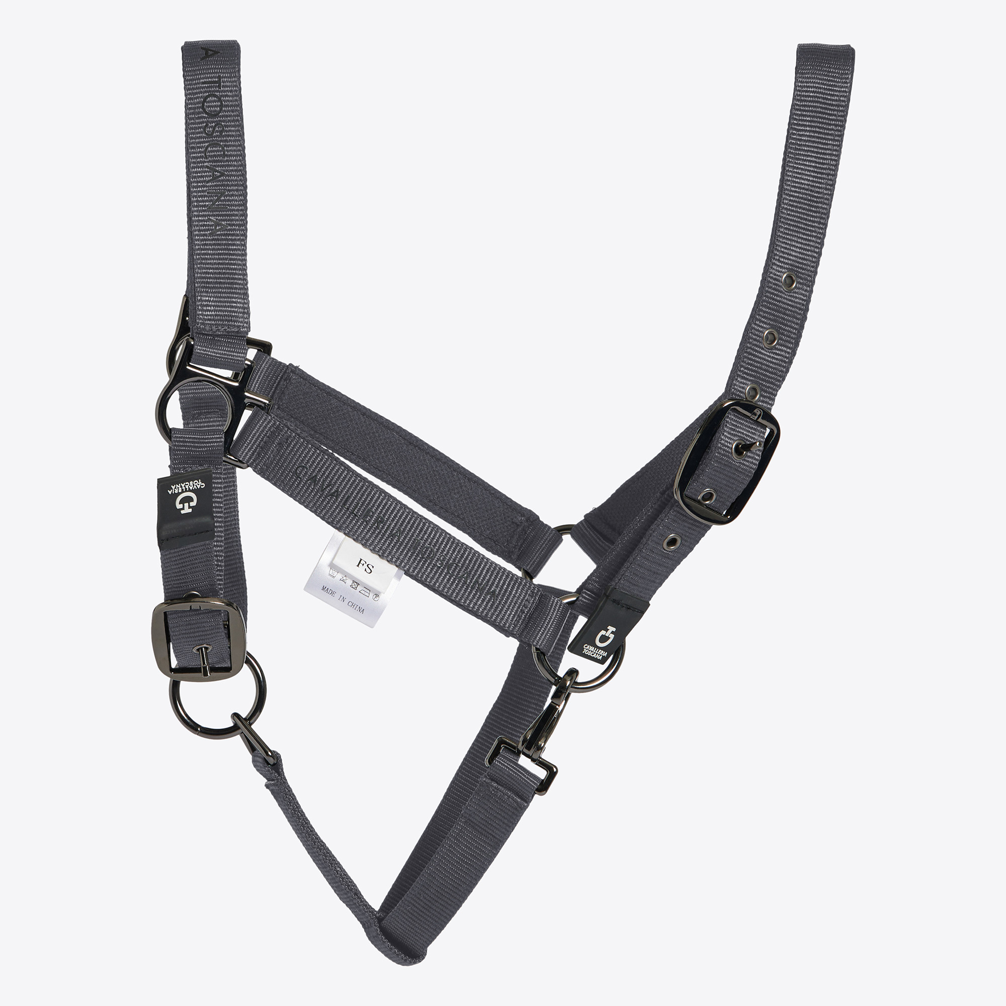 Cavalleria Toscana Verstelbaar Nylon Halster Met Touw Grijs - stevig