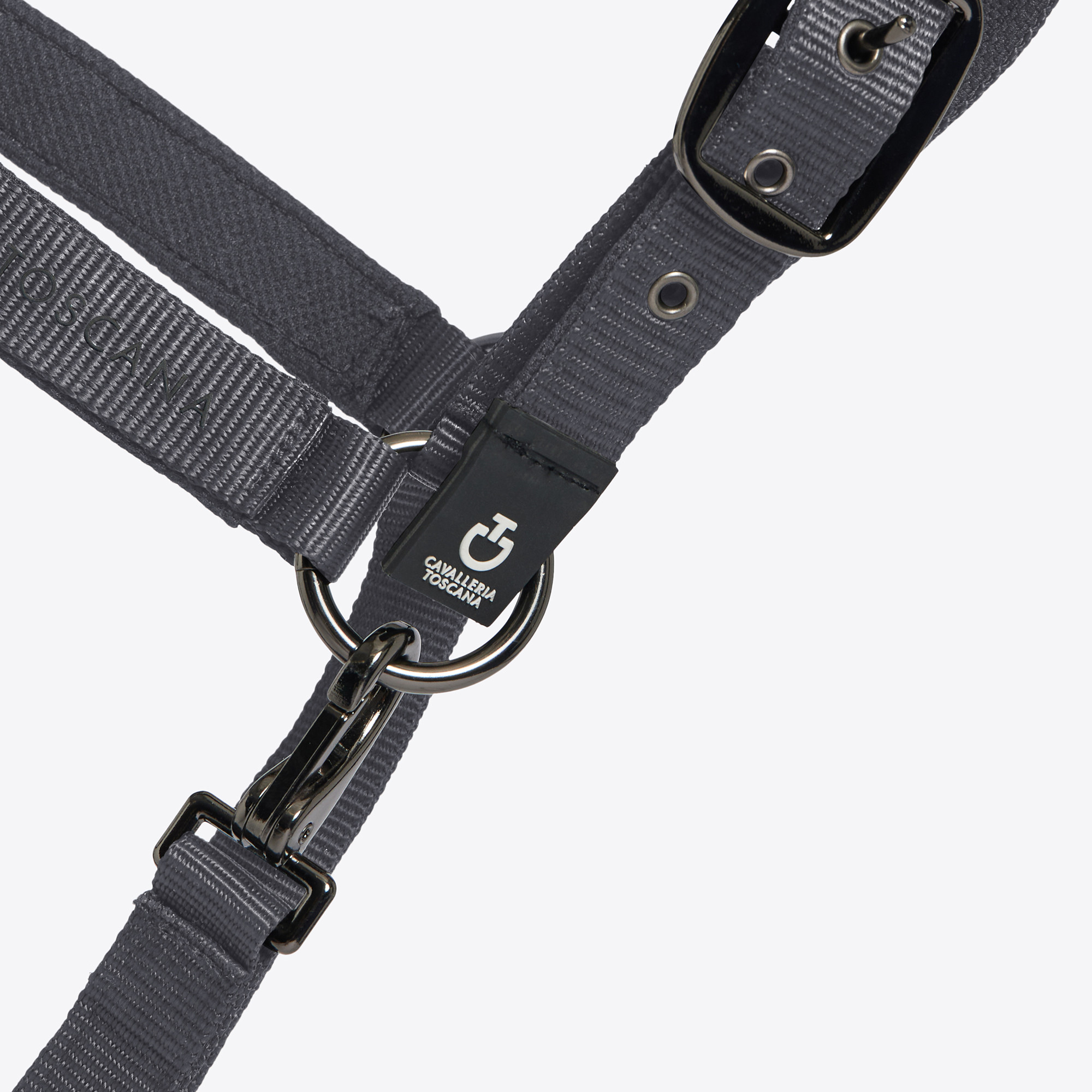 Cavalleria Toscana Verstelbaar Nylon Halster Met Touw Grijs - stevig