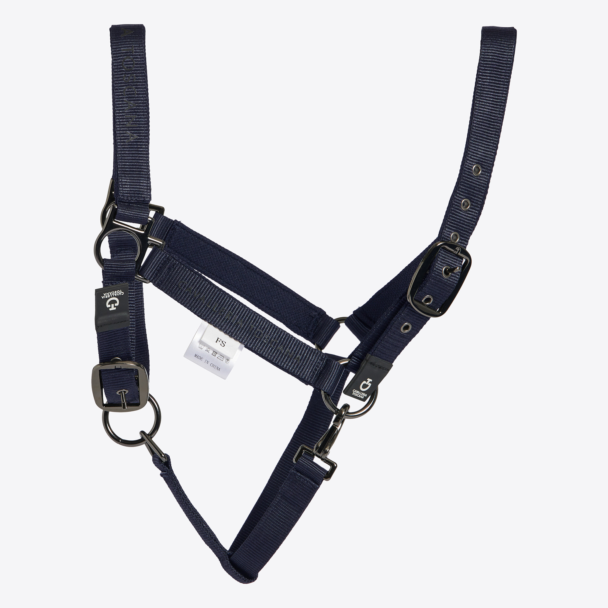 Cavalleria Toscana Verstelbaar Nylon Halster Met Touw Navy - stevig