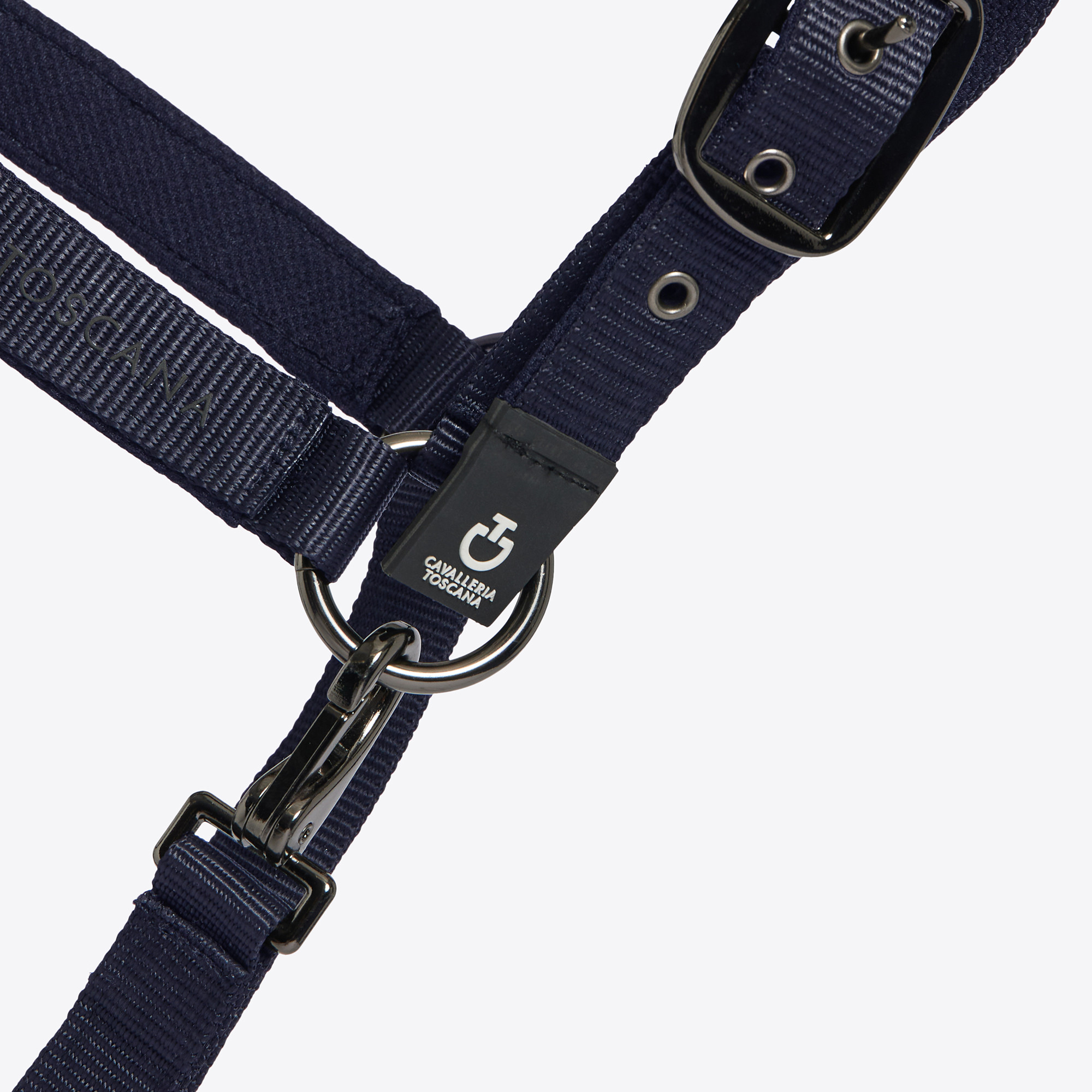 Cavalleria Toscana Verstelbaar Nylon Halster Met Touw Navy - stevig