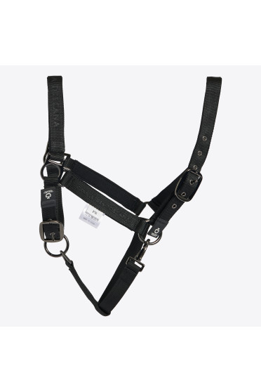 Cavalleria Toscana Verstelbaar Nylon Halster Met Touw Zwart - stevig