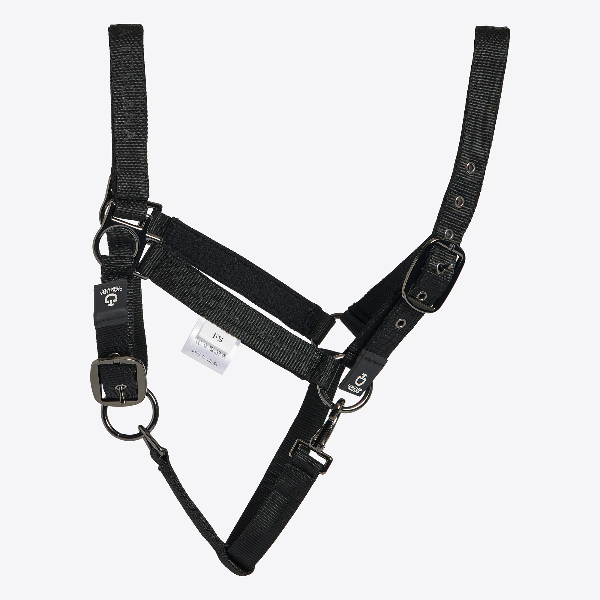 Cavalleria Toscana Verstelbaar Nylon Halster Met Touw Zwart - stevig