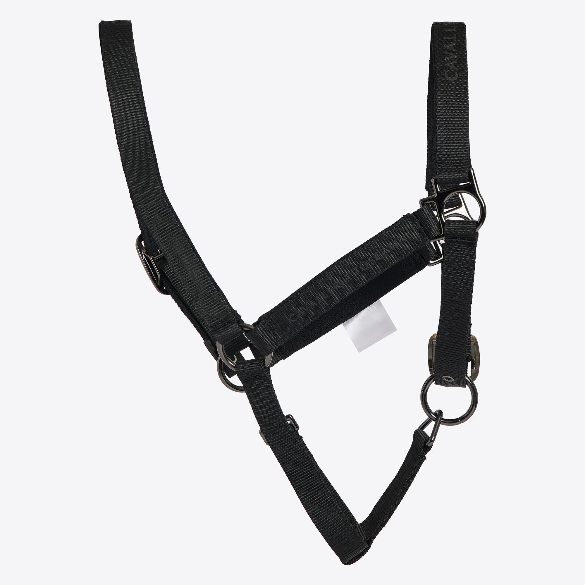 Cavalleria Toscana Verstelbaar Nylon Halster Met Touw Zwart - stevig