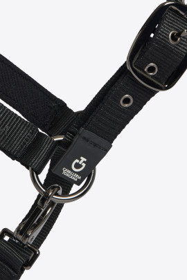 Cavalleria Toscana Verstelbaar Nylon Halster Met Touw Zwart - stevig