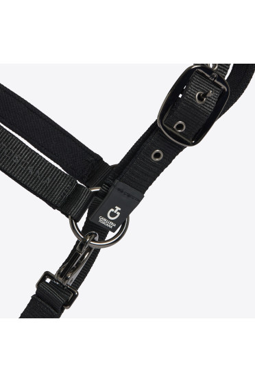 Cavalleria Toscana Verstelbaar Nylon Halster Met Touw Zwart - stevig