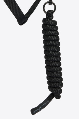 Cavalleria Toscana Verstelbaar Nylon Halster Met Touw Zwart - stevig