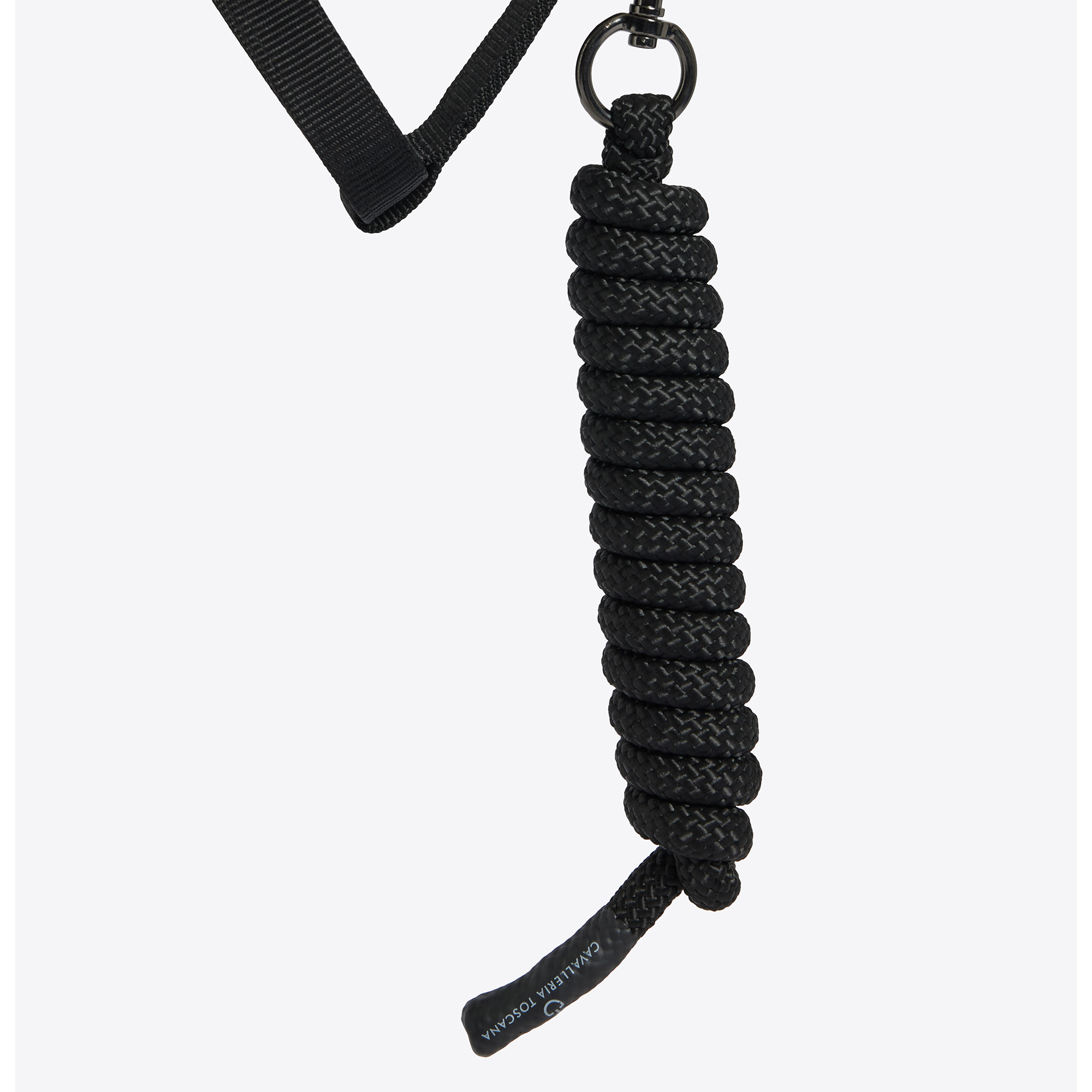 Cavalleria Toscana Verstelbaar Nylon Halster Met Touw Zwart - stevig