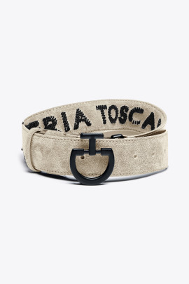 Women's Suede Riem Tufted CT Logo Beige - chic riding/casual belt