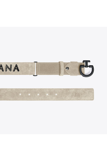 Dames Suede Riem Tufted CT Logo Beige - chique casual riem