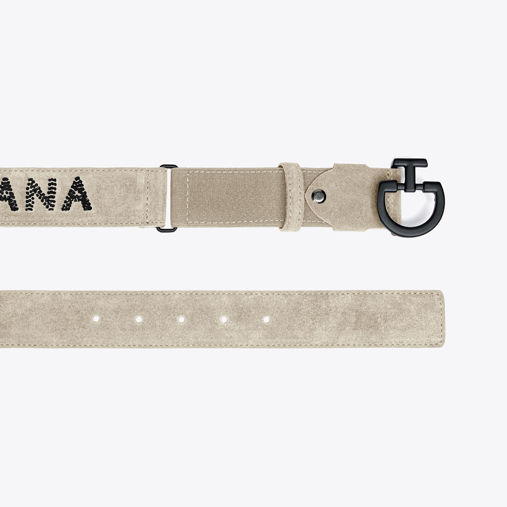 Dames Suede Riem Tufted CT Logo Beige - chique casual riem