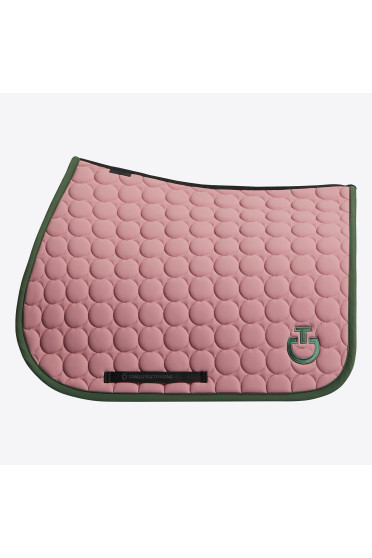 Cavalleria Toscana Circle Quilted Jersey Jumping Saddle Pad - Pink Green Cavalleria Toscana Circle Quilted Jersey Jumping Saddle Pad - Pink Green