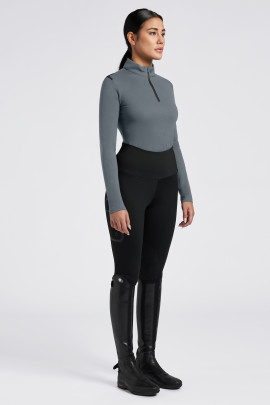 Cavalleria Toscana Dames Turtleneck Jersey Fleece Half Zip - Donkergrijs