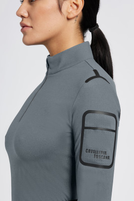 Cavalleria Toscana Dames Turtleneck Jersey Fleece Half Zip - Donkergrijs Cavalleria Toscana Dames Turtleneck Jersey Fleece Half Zip - Donkergrijs