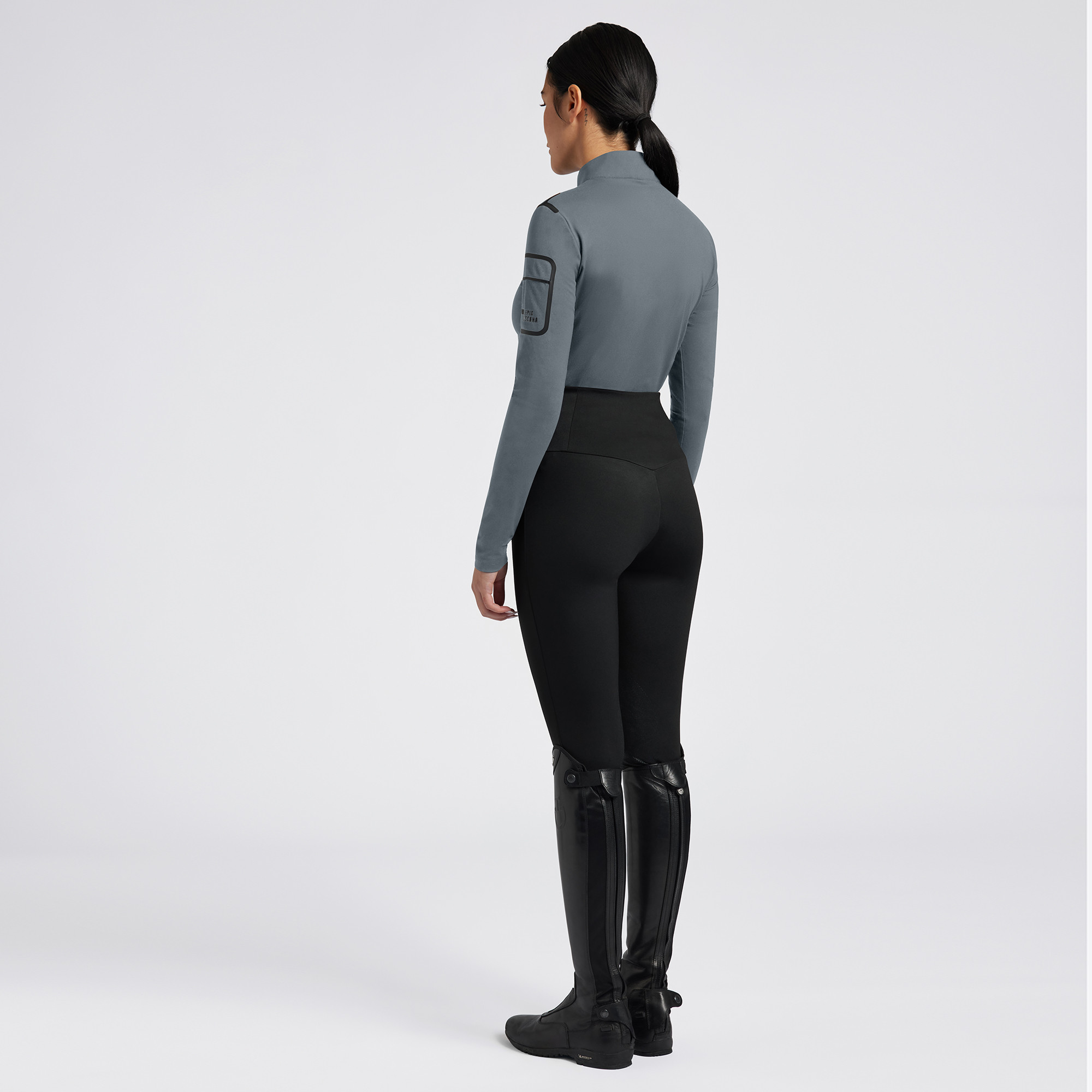 Cavalleria Toscana Dames Turtleneck Jersey Fleece Half Zip - Donkergrijs Cavalleria Toscana Dames Turtleneck Jersey Fleece Half Zip - Donkergrijs