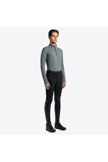 Cavalleria Toscana Heren Turtleneck Jersey Fleece Half Zip - Donkergrijs Cavalleria Toscana Heren Turtleneck Jersey Fleece Half Zip - Donkergrijs