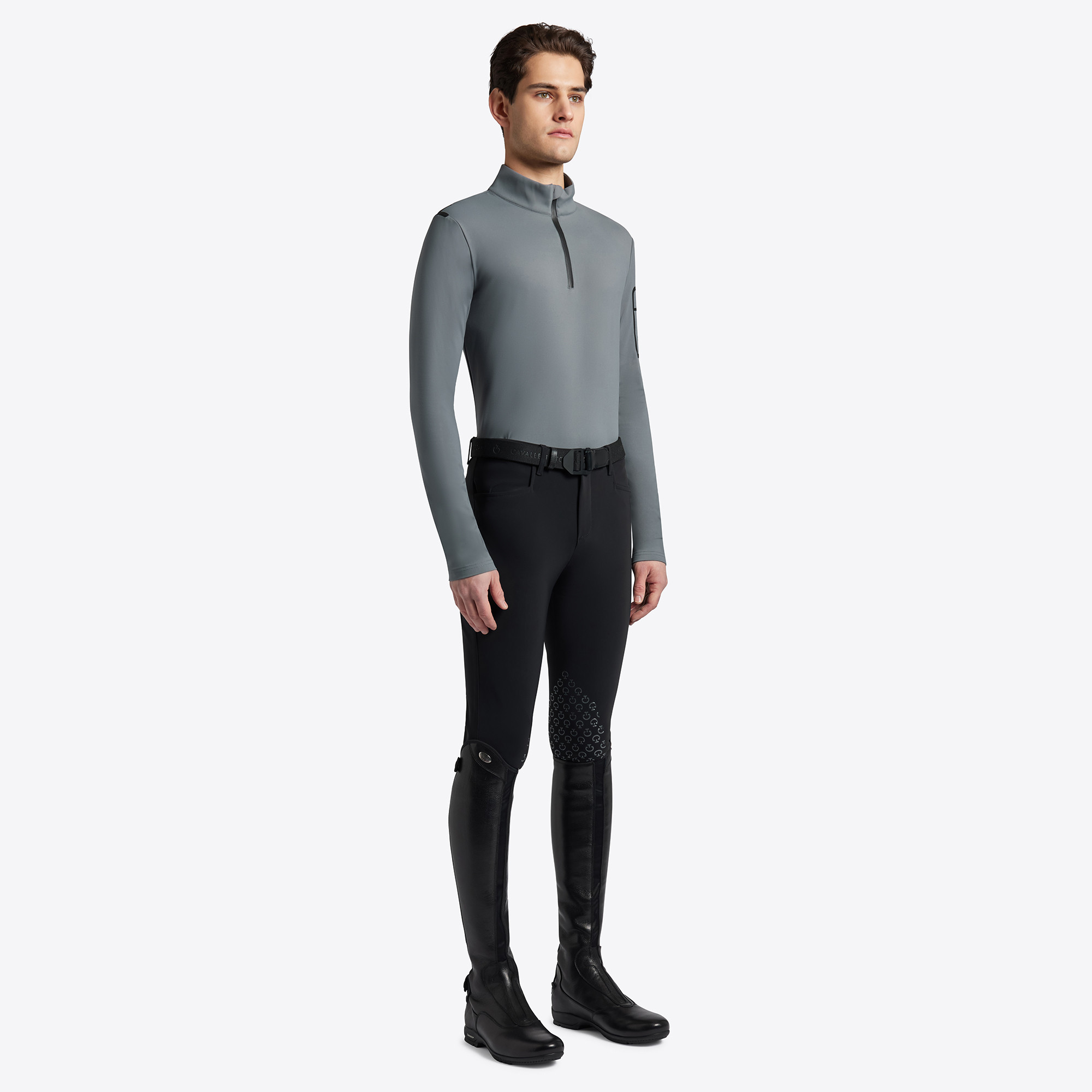 Cavalleria Toscana Heren Turtleneck Jersey Fleece Half Zip - Donkergrijs Cavalleria Toscana Heren Turtleneck Jersey Fleece Half Zip - Donkergrijs