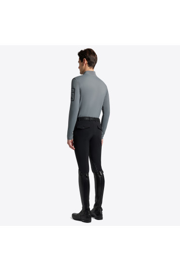Cavalleria Toscana Heren Turtleneck Jersey Fleece Half Zip - Donkergrijs Cavalleria Toscana Heren Turtleneck Jersey Fleece Half Zip - Donkergrijs
