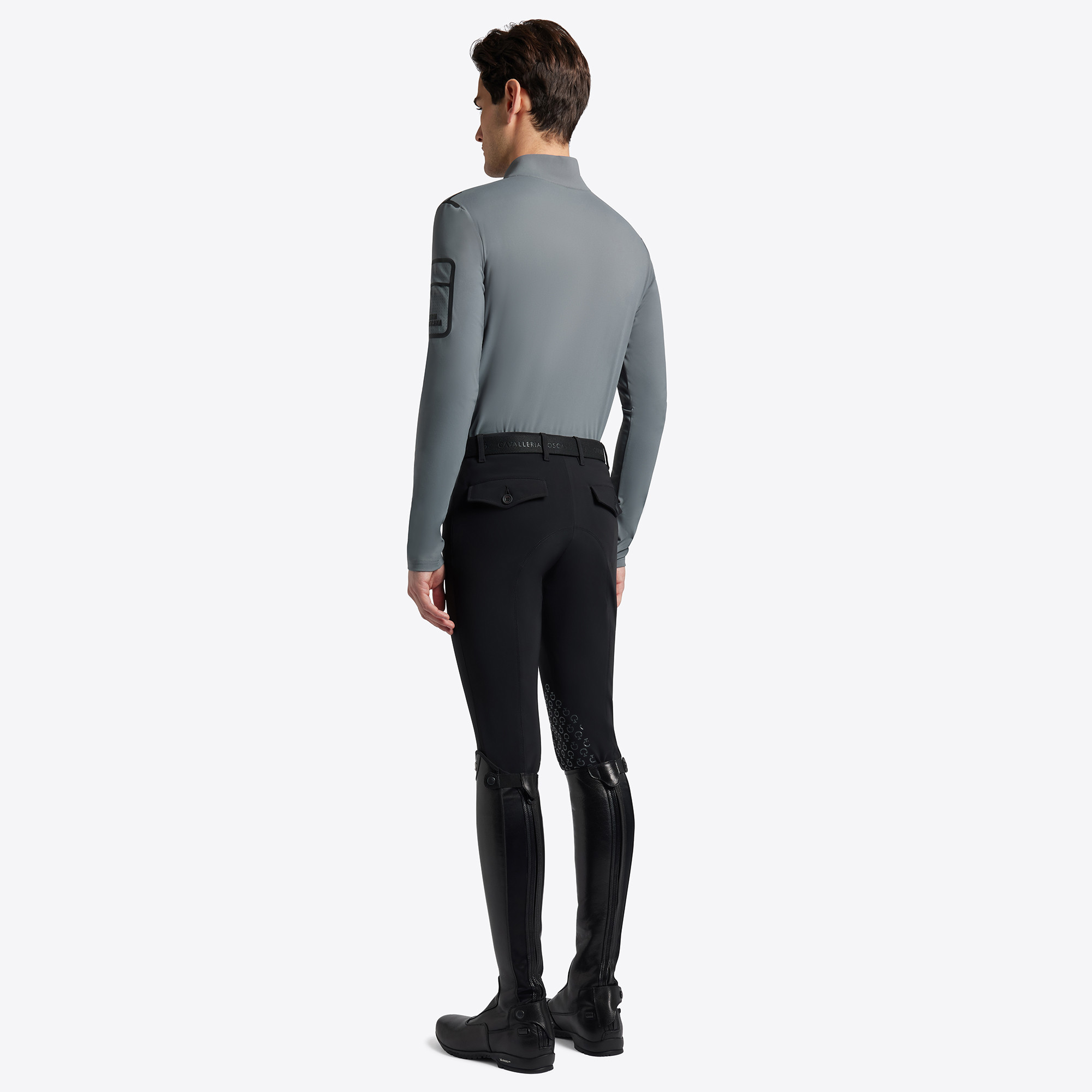 Cavalleria Toscana Heren Turtleneck Jersey Fleece Half Zip - Donkergrijs Cavalleria Toscana Heren Turtleneck Jersey Fleece Half Zip - Donkergrijs