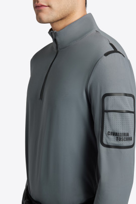 Cavalleria Toscana Heren Turtleneck Jersey Fleece Half Zip - Donkergrijs Cavalleria Toscana Heren Turtleneck Jersey Fleece Half Zip - Donkergrijs
