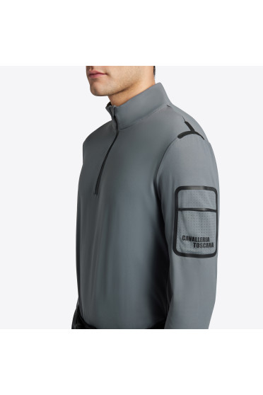 Cavalleria Toscana Heren Turtleneck Jersey Fleece Half Zip - Donkergrijs Cavalleria Toscana Heren Turtleneck Jersey Fleece Half Zip - Donkergrijs