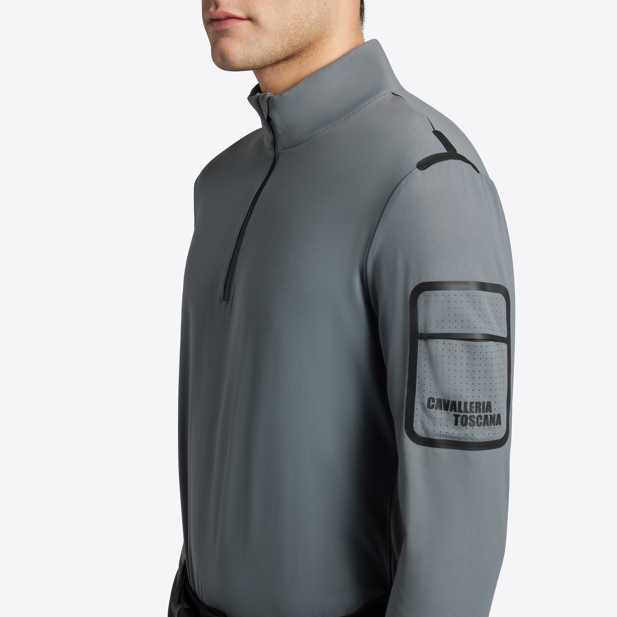 Cavalleria Toscana Heren Turtleneck Jersey Fleece Half Zip - Donkergrijs Cavalleria Toscana Heren Turtleneck Jersey Fleece Half Zip - Donkergrijs