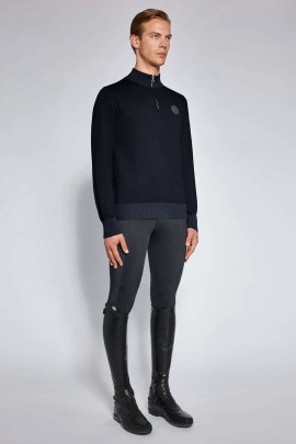 Cavalleria Toscana Half Zip Coltrui Cotton Sweater Blauw - Ridershouse.com