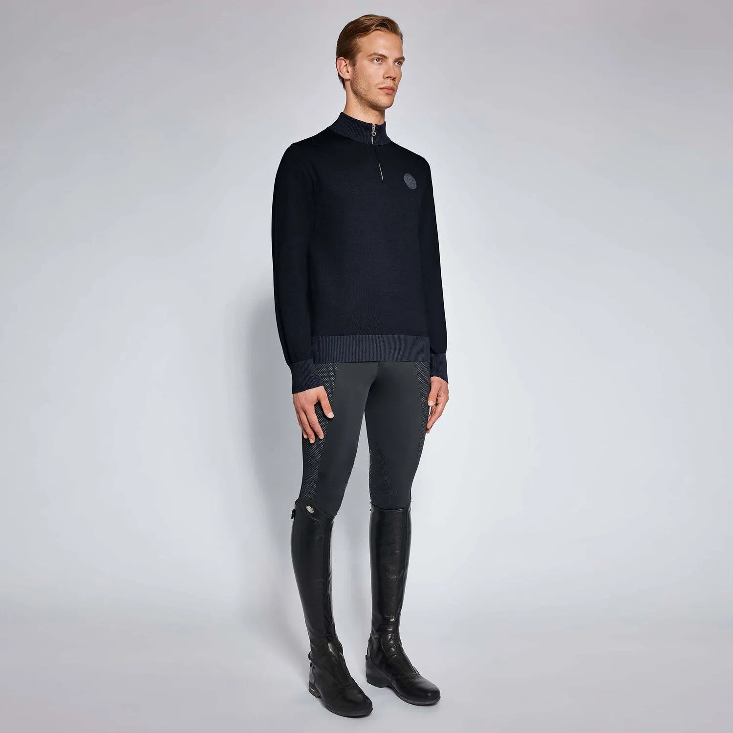 Cavalleria Toscana Half Zip Coltrui Cotton Sweater Blauw - Ridershouse.com Cavalleria Toscana Half Zip Coltrui Cotton Sweater Blauw - Ridershouse.com