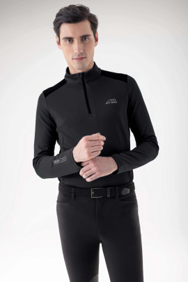 Equiline Mannen Trainingsshirt Half Zip Ceiac Zwart - second skin